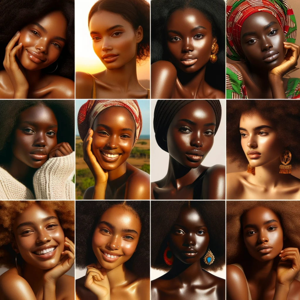diverse African women from various regions, highlighting their unique and radiant skin tones